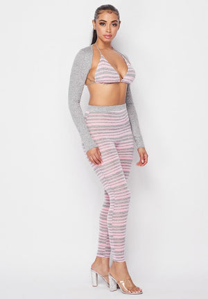 Pink And Grey Two Piece Set