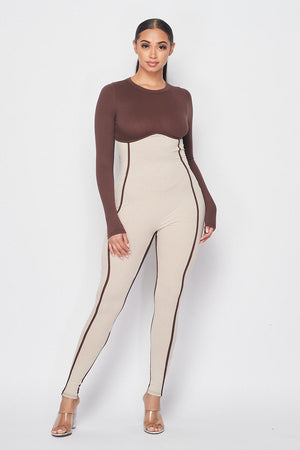 Brown and Beige Jumpsuit