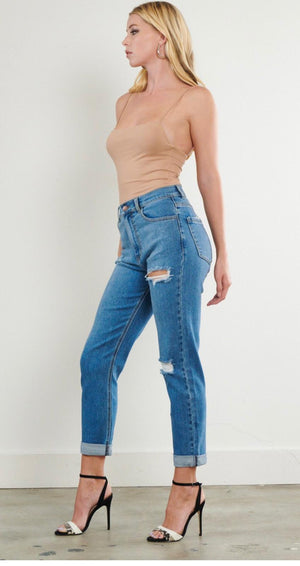 Thrills Mom Vibrant Jeans with Distress