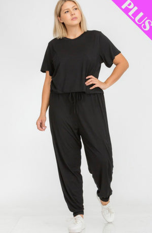 Plus size basic top and pants set