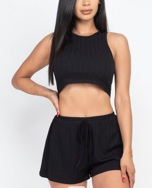 Simple Crop Top and Shorts Set