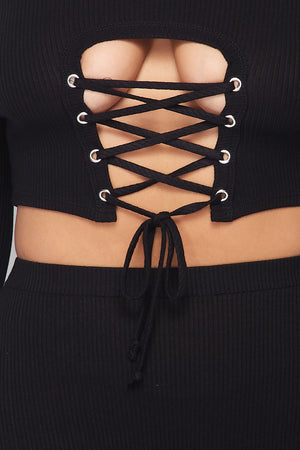 Lace Up Front Two Pieces Set