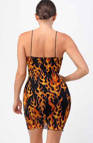 Fire print dress