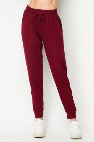 Plus Solid brushed jogger pants with pockets