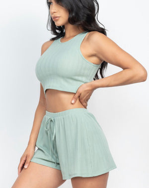 Simple Crop Top and Shorts Set