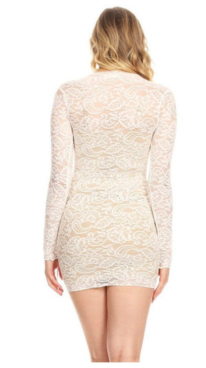 Lace bodycon mini dress with long sleeve