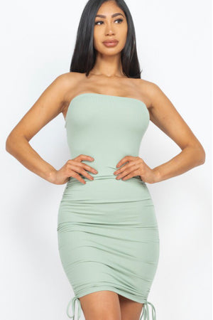 Side strap ruched bodycon dress