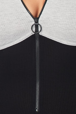 Zip Up Black And Grey Jumpsuit