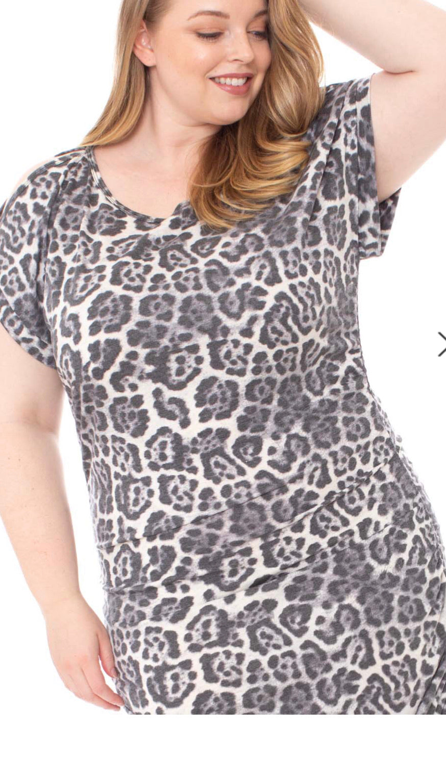 Leopard Print Soft Fabric Plus Size Mini Dress